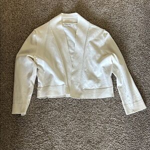 Calvin Klein Ivory Cropped Open-Front Cardigan
